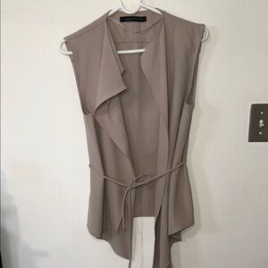 Zara Brown Sleeveless Asymmetrical Blouse/vest
